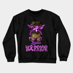 Lupus Warrior Afro Black African Messy Bun Leopard Crewneck Sweatshirt